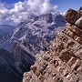 Dibona via ferrata, looking west to the Tofana mountains.